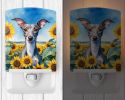 NEW Italian Greyhound in Sunflowers Ceramic Night Light Compact, UL-Certified, Ideal for Bedroom, Bathroom, Nursery, Hallway, Kitchen, 6x4x3