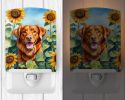 NEW Nova Scotia Duck Toller in Sunflowers Ceramic Night Light Compact, UL-Certified, Ideal for Bedroom, Bathroom, Nursery, Hallway, Kitchen, 6x4x3