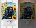 NEW Cocker Spaniel in Sunflowers Ceramic Night Light Compact, UL-Certified, Ideal for Bedroom, Bathroom, Nursery, Hallway, Kitchen, 6x4x3, Multicolor