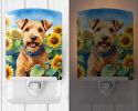NEW Lakeland Terrier in Sunflowers Ceramic Night Light Compact, UL-Certified, Ideal for Bedroom, Bathroom, Nursery, Hallway, Kitchen, 6x4x3