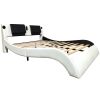 Faux Leather Upholstered Platform Bed Frame with led lighting, Bluetooth connection to play music control, Backrest vibration massage, Curve Design