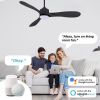 52' Smart Ceiling Fans with Lights Remote,Quiet DC Motor,Modern Black Outdoor Indoor Ceiling Fan,High CFM 6-Speed,Controlled by WIFI Alexa,APP