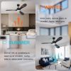 52' Smart Ceiling Fans with Lights Remote,Quiet DC Motor,Modern Black Outdoor Indoor Ceiling Fan,High CFM 6-Speed,Controlled by WIFI Alexa,APP