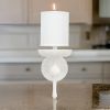 Zoe 12 Inch Wall Sconce, Plaster Candelabra Design Base, Linen Shade, White