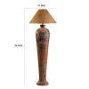 Siya 62 Inch Elongated Floor Lamp, Extra Tall, Deer Carvings, Brown, Black