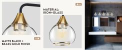 5-Lights Matte Black Antique Brass Color Iron Glass E26 Bulb Bedroom Wall-Mounted Lighting Fixtures Bathroom Vanity Light