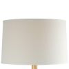 28 Inch Hydrocal Table Lamp, Drum Shade, Curved Geometric Base, Brown