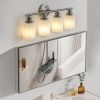 Modern 4-Light Vanity Wall Sconce, Brushed Nickel Finish with Frosted Glass Shades for Bathroom or Hallway Lighting (No Bulbs)