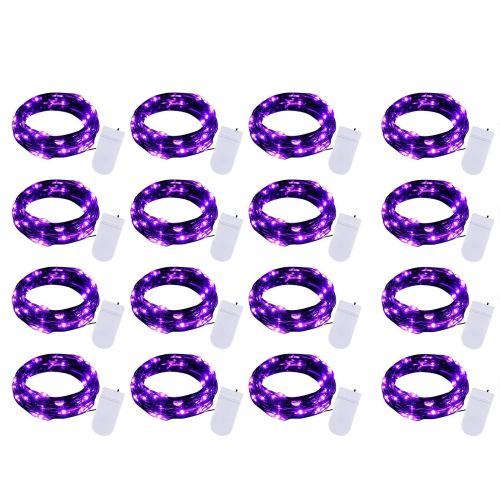 16 Pack Led Fairy Lights Battery Operated String Lights Waterproof Silver Wire 7 Feet 20 Led Firefly Starry Moon Lights For DIY Wedding Party Bedroom