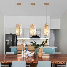 Modern Crystal Pendant Light - 3 Pack, Adjustable Hanging Ceiling Lamp with Crystal Prism Design for Dining Room, Kitchen Island (Color: as Pic)
