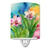 NEW Orchids in Watercolor Ceramic Night Light Compact, UL-Certified, Ideal for Bedroom, Bathroom, Nursery, Hallway, Kitchen, 6x4x3, Multicolor